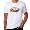 Cat Sleeping In Box Tshirt Minimalist Plain Crew Neck Tshirt