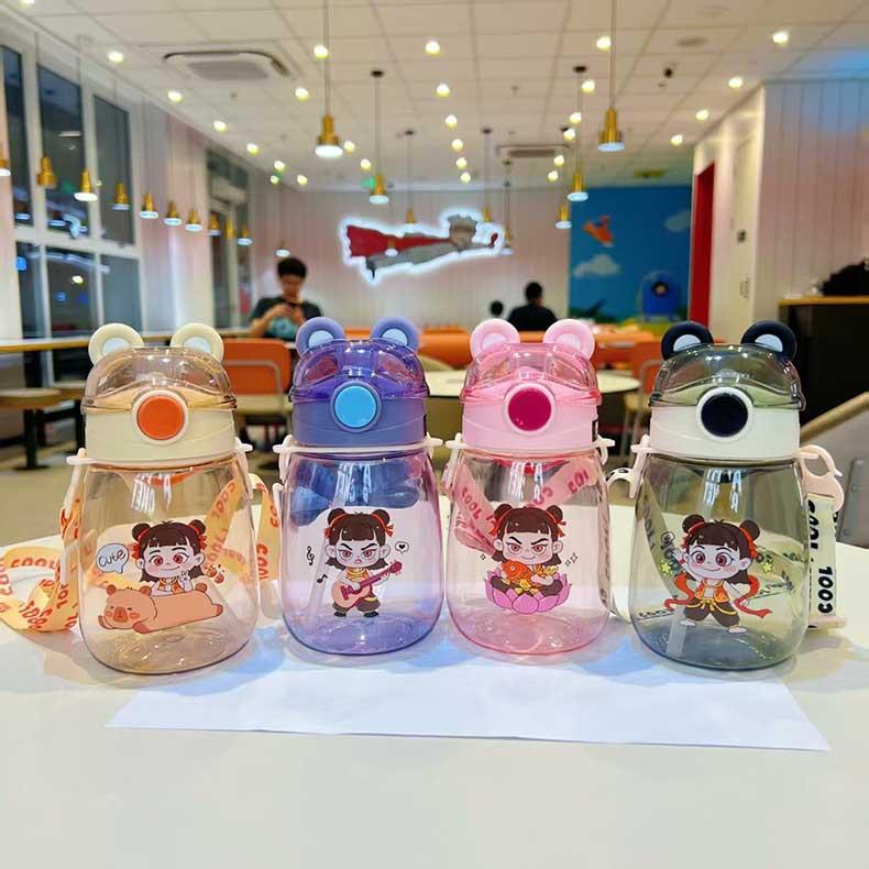 Water bottle New student kettle Children's straw cup Hand rope Outdoor sports water bottle Female student cartoon water cup