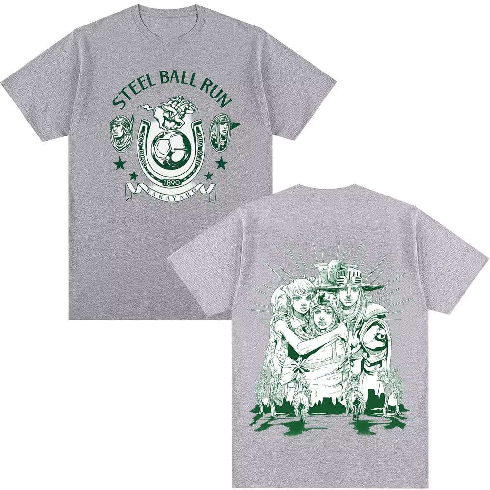 2026 New Anime JoJo's Bizarre Adventure Steel Ball Run Comic Pattern T-Shirt, Parent-child Cotton Casual Loose T-shirt