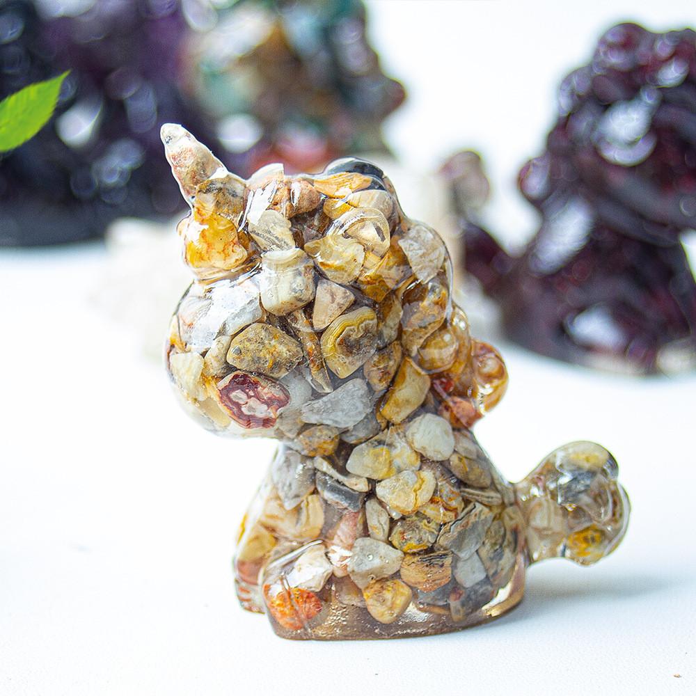 Unicorn Resin Figurine With Handcrafted Crystal Texture For Home Decor And Giftgiving