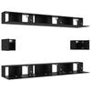 TV Cabinet Set 8 pcs Black Oak Effect Wood Based Material