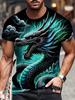 2026 Neue Gothic Dark Serie Drachenmuster Design 3D Gedrucktes Lockeres Gerades Bein T-Shirt Street Harajuku Lässiges Sport T-Shirt