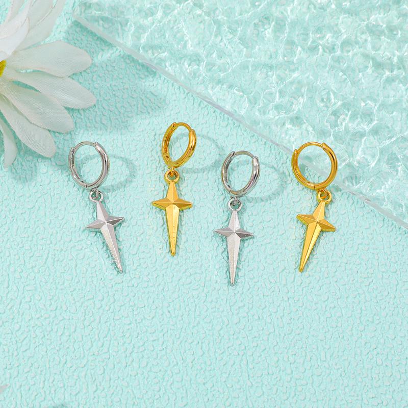 Kpop Demon Hunters Jinu Cross Stars Dangle Earrings For Men Women Metal Earring Cosplay Jewelry Accessories Gifts