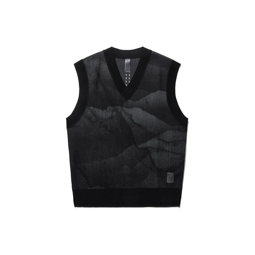 Li Ning X Jackie Chan Kolaborace Kung Fu Série Tie-Dye Volný Střih Bez Rukávů Pletený Top Pánské topy Černá Stínově šedá AMVU013-1