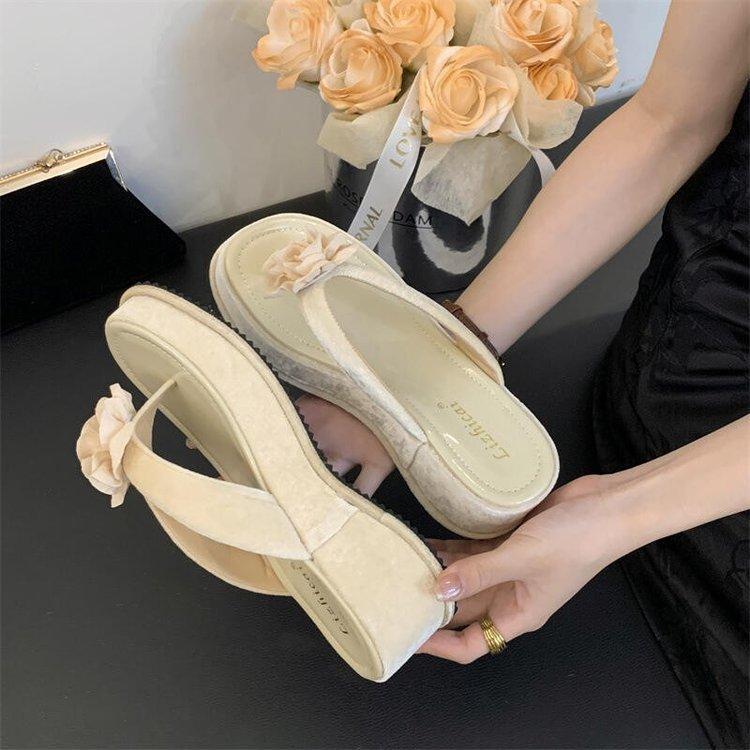 Spring and summer new Chinese style flip-flops sandals toe sandals thick sole height increase
