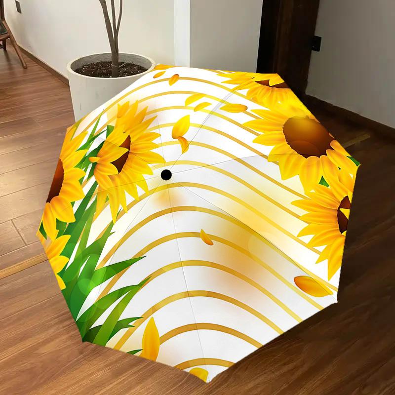1PC Sunflower Field Umbrella-8-Rib Reinforced, Automatic Open, Lightweight & Durable, Cute Fashion Accessory for Outdoor-F2669
