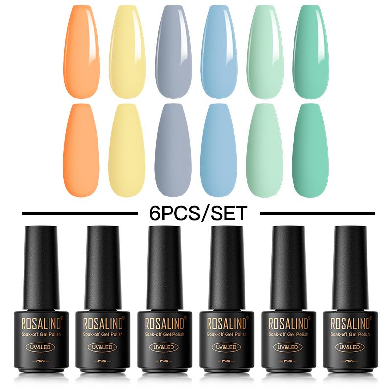 

Набор гелей для ногтей ROSALIND Яркий цвет, отмачиваемый УФ-гель для ногтей Базовое верхнее покрытие Полуперманентный лак для ногтей Гель-лак Лак Гибридный дизайн ногтей