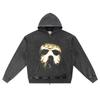 DTG Print Knitted Denim Zip-Up Hoodie Copy of JASON MASK Brother Print Zipper Hoodies  