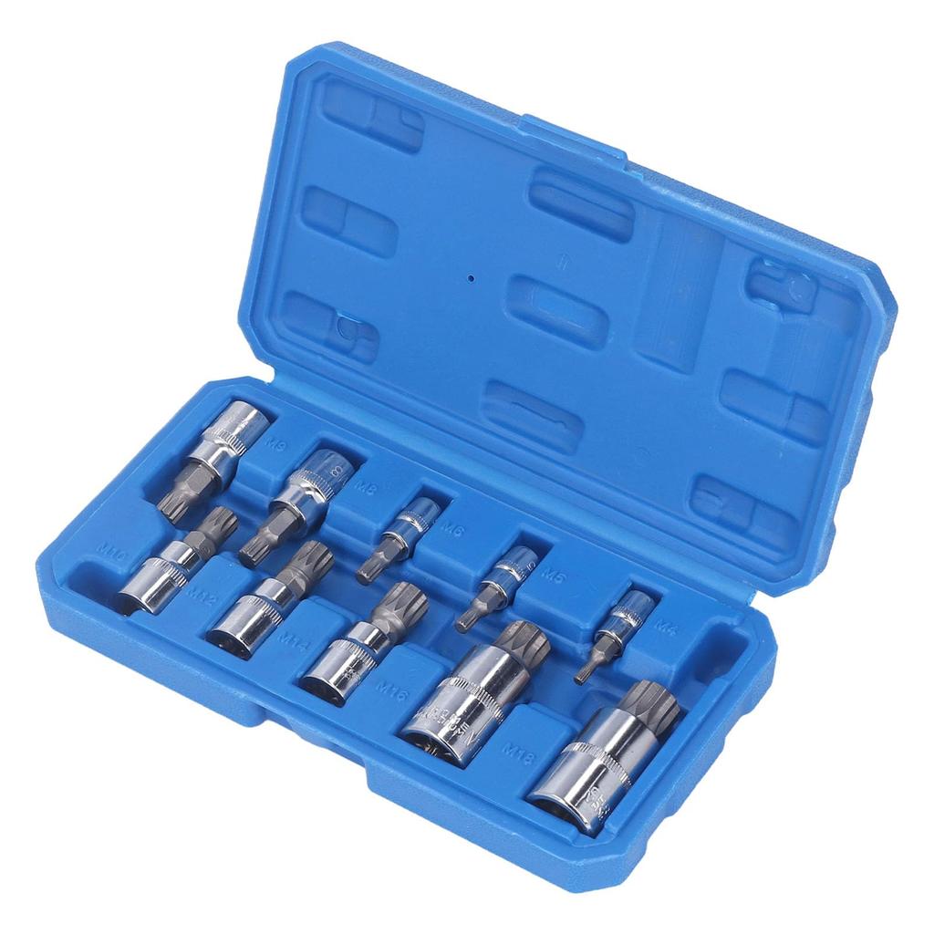 Saker Triple Square Spline Bit Socket Set of 10 with M4 to M18 Drive