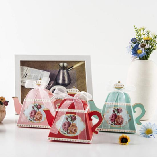 10 Buc Cutie de Hârtie pentru Ambalaj Margini Netede Hârtie Retro Formă Ceainic Cutii Vintage pentru Bomboane pentru Petrecere