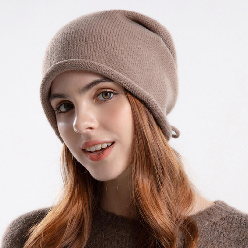 Cana Fashion Beanie Knit Loose Fit Women s Short Beanie Brim Hat black