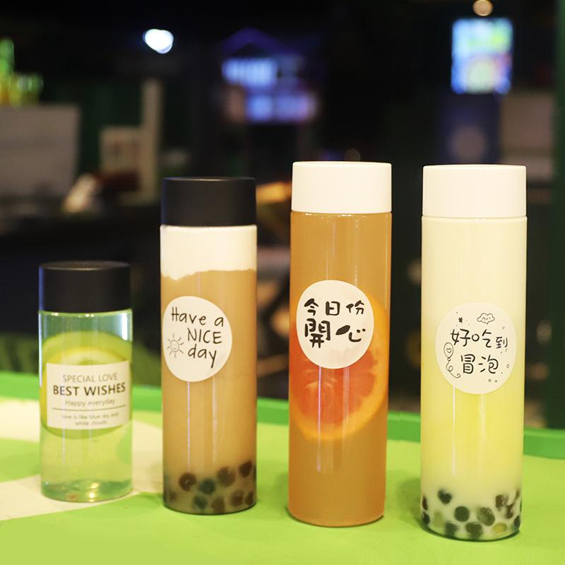 400/500/600Ml Round Disposable Juice Beverage Bottle Milk Tea Yogurt Transparent Plastic Bottles