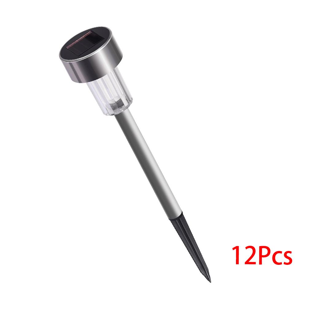 12 stk Solcelle Rustfritt Stål Hage Lampe Plugg LED Lys Gangvei Hage Lampe