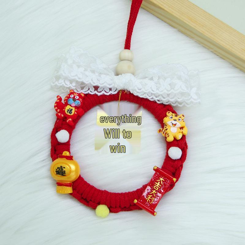 

TikTok Style Car Pendant: Handmade Cartoon Woven Ornament for National Day & Christmas Decor Material Kit
