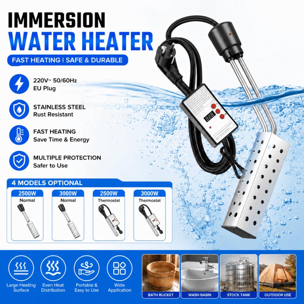 2500W Heating Immersion Heater Boiler 220V Rapid Heating Rod Hot Water Pool Heater  Water Heating