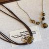 Vintage Leather Necklace Featuring Natural Tigers Eye Stone Adjustable Length Necklace Alloy Texture Present for Women