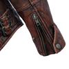Men's Leather Jacket Vintage Red Brown Real Cow Leather CoatTurn Down Collar Spring Autumn