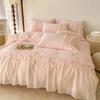 Ins Prinzessinnenstil Bettwäschesets Rüschenspitze Schleife Bettbezug Romantische Bettwäsche Dekor Frau Mädchen Schlafzimmer Bettbezug 4-teilig