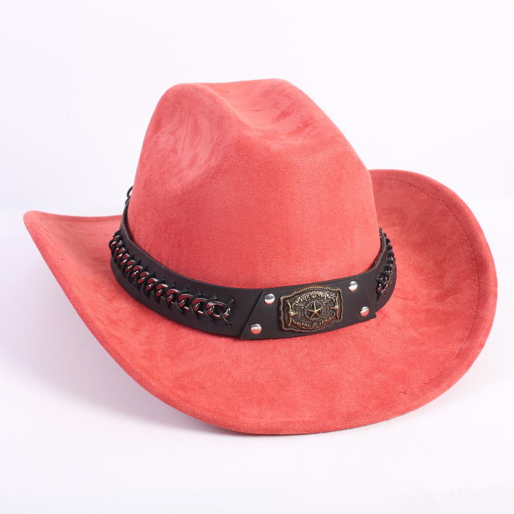 Nuovo colore cappello da cowboy western da uomo e da donna versatile per il pendolarismo stile semplice tesa larga cappello a cilindro cappello da sole