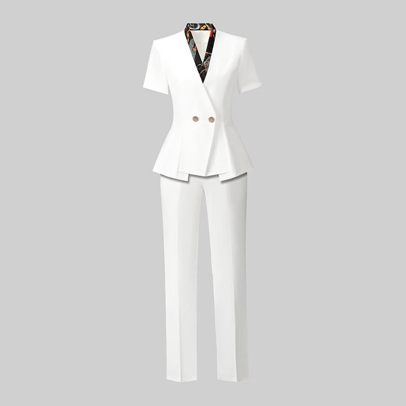 Damen Sommer Kurzarm Professionelles Hosenanzug-Set