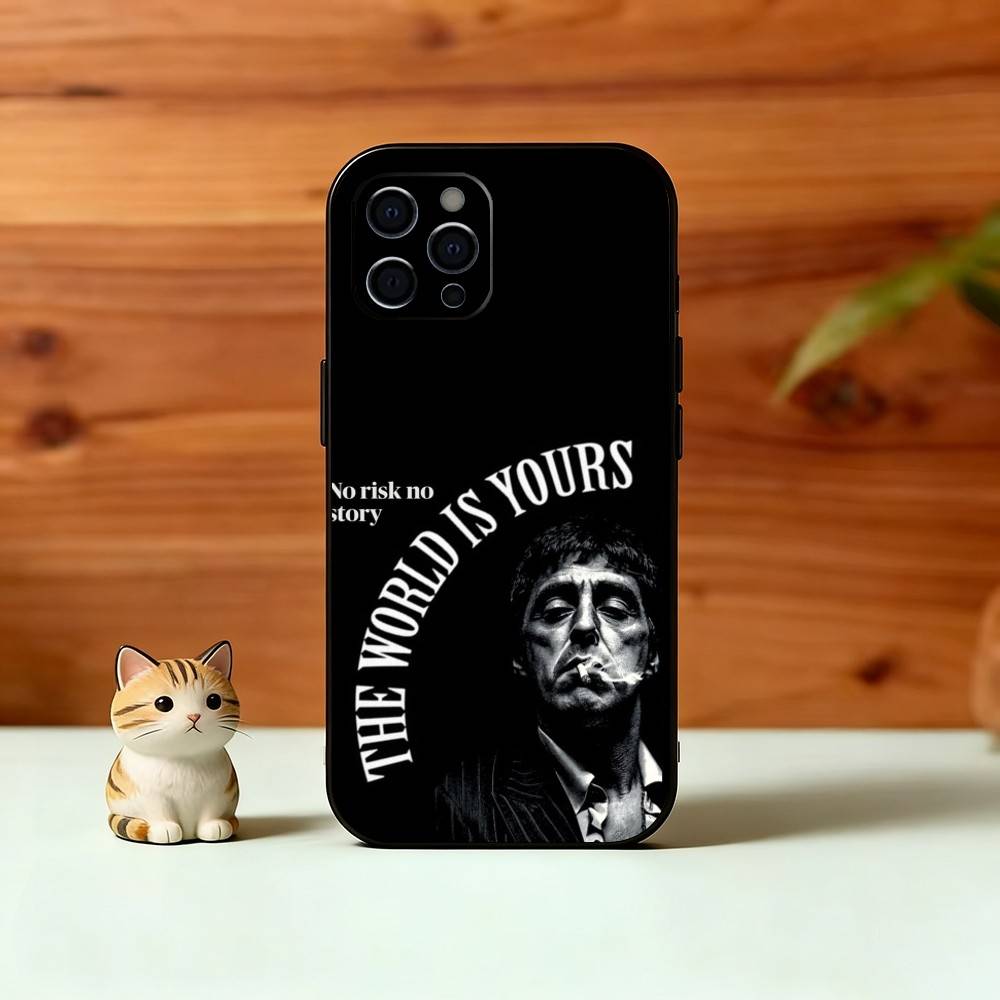 S-Scarface T-Tony Phone Case For iPhone 17,16,15,14,13,12,11 Plus,Pro Max,XS,Soft Silicone Black Cover