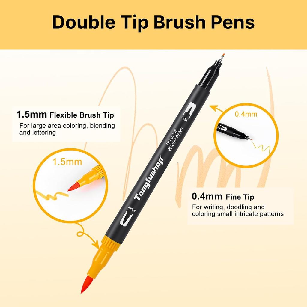 Filzstifte, 80 Farben Filzstifte, Dual Tip Pinselstifte, Zeichenstift Kunststift Marker zum Ausmalen, Malen, Skizzieren, Schreiben