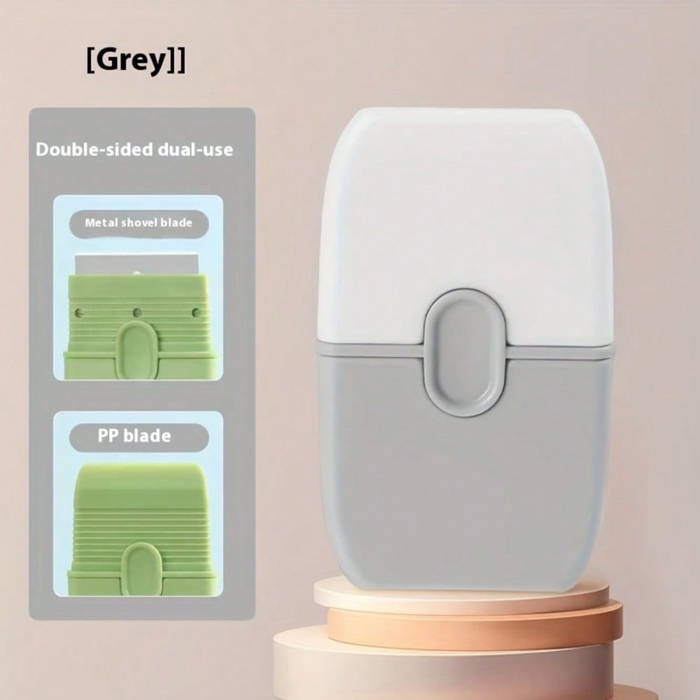 Multifunctional Double Mini Scraper With Protective Cover, Tile Scraper, Multi-Purpose Cleaning Tool For Bathroom Kitchen Floor Window Gray