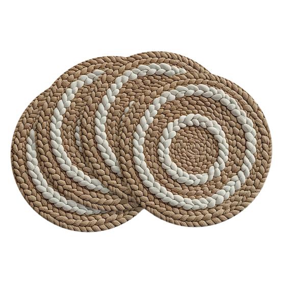 Placemat Thickened Circular Design Bohemian Style Placemat Heat Insulation Oil-Proof Table Mat Reinforced Seam Placemat Dining Decor