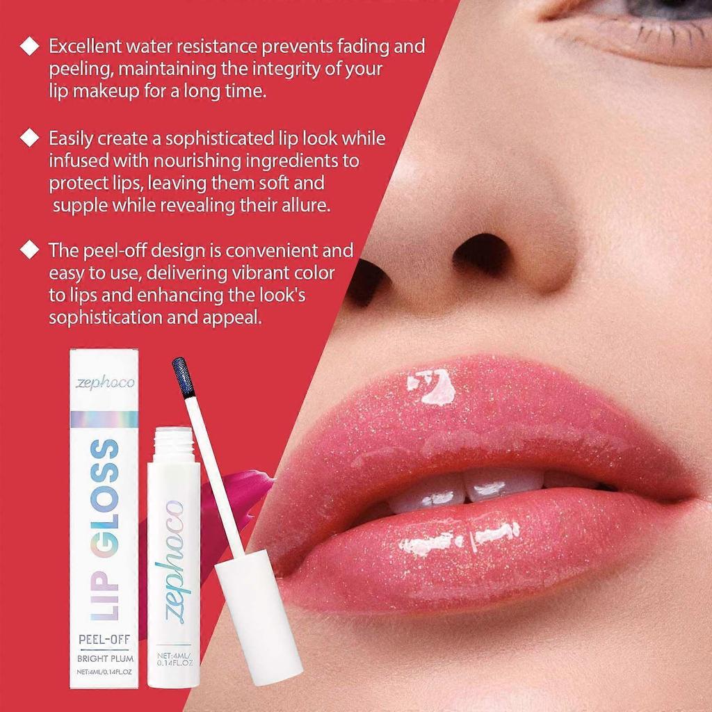 Zephoco Plum Red Peel-Off Lip Gloss Is A Natural And Easy-To-Apply Lip Makeup For Daily Use, Making It Easy To Apply And Suitable For Commuting