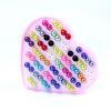 Korean Fashion Imitation Pearl Earrings Set – 36 Pairs with Peach Heart Box, Free Shipping