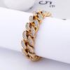 Heavy Punk Gold Color Curb Cuban Chain Bracelet CZ Zircon Men Women Hiphop Black Stainless Steel Bike Biker Bangle Jewelry