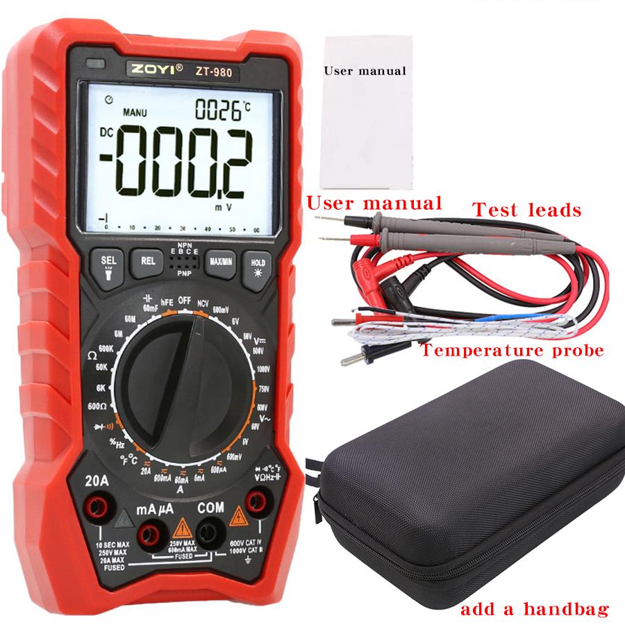 ZOYI ZT-980 Electrician Multimeter Universal High-Precision Digital Smart Anti-Burn Household Capacitance Meter