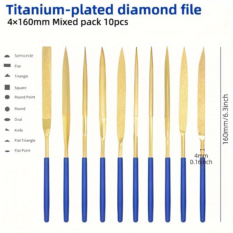 1Set Titanium-Plated Diamond File Set High Frequency Quenching Strong and Wear-Resistant - Industrial Grade as the picture