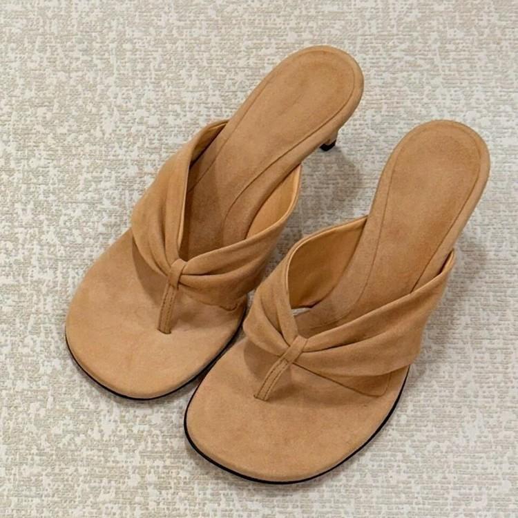 Leder Wildleder Wildleder Französisches Stiletto Flip-Flops Damen Oberbekleidung 2025 neu Frühling und Sommer hochhackige Sandalen