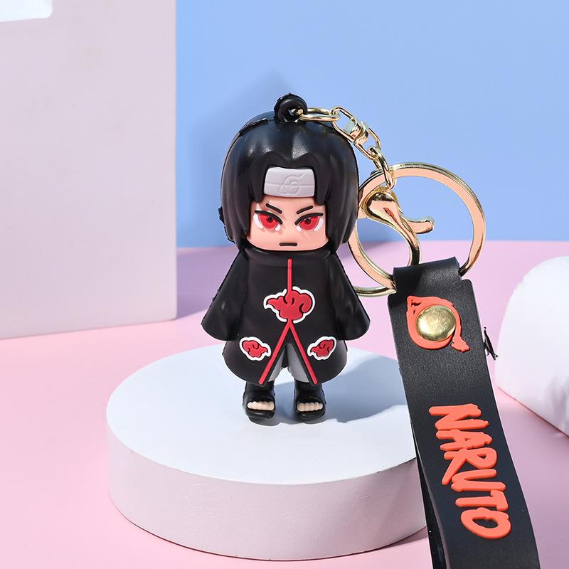 Anime Naruto Keychain Fashion Jewelry Cartoon Character PVC Keychain Uzumaki Kakashi Men and Women Action Character Bag Pendant