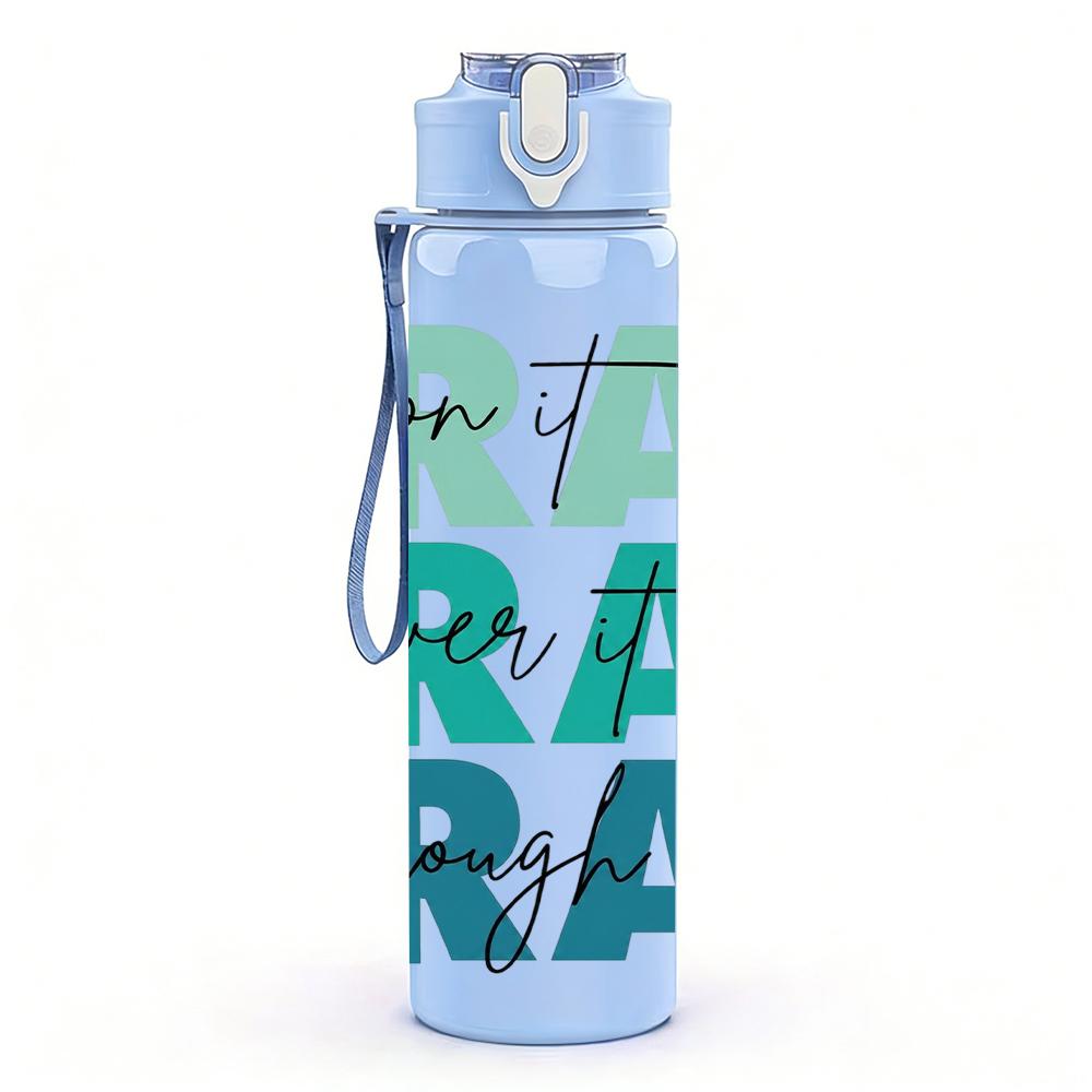 1PC Pray Pray Pray Green Lettering 750ml Color Plastic Water Bottle Leakproof Flip Straw Lid For Sports Office Home Use