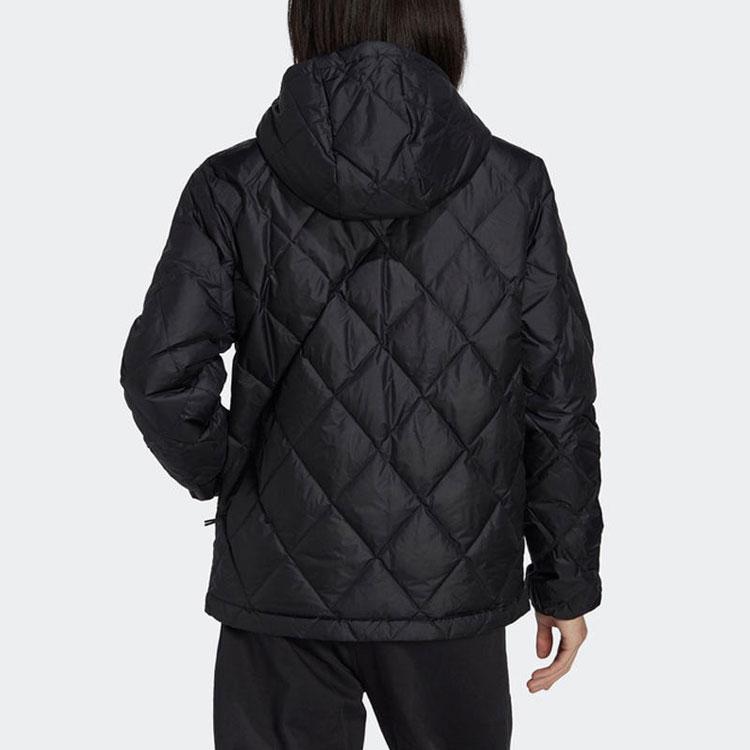 Adidas Originals Solid Color Logo Hooded Down Jacket Men Outerwear Black HL9205