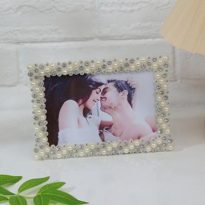 1Pcs Exquisite Pearl Crystal Photo Frame, Vertically Placed 6-inch and 7-inch Couple Photos, Single Photo Decoration Desktop