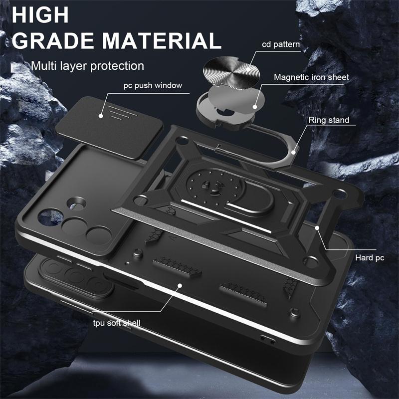 Samsung Galaxy A26 Hülle Armor Stoßfestes Backcover für Samsung A16 A06 A36 A56 5G A 26 16 06 56 Auto Magnetischer Ringhalter Coque