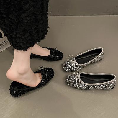 Chaussures plates tendance pour femmes, chaussures de luxe à nœud papillon, chaussures d'été confortables à semelle souple, élégantes et peu profondes, 2024