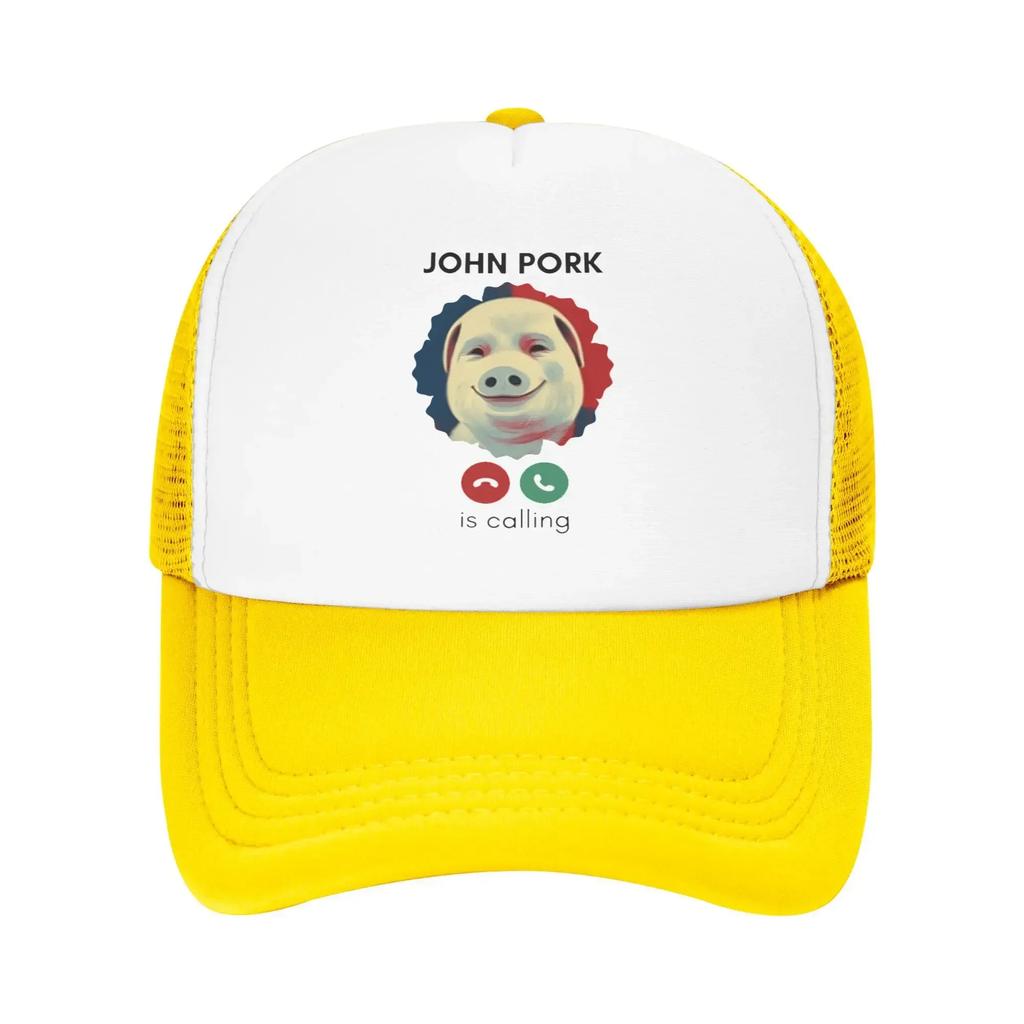 New Design Funny John Pork Is Calling Camping Mesh Baseball Caps Women Men Summer Humor Pig Beach Hat Fishing Trucker Cap