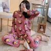 Women's Cute Cartoon Long Sleeve Pajama Set – Comfortable Thin Style for Spring, Autumn, and Winter, Wearable Outdoors