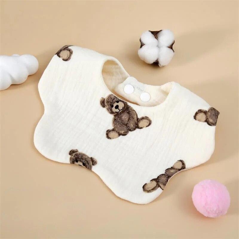 Cotton Baby Saliva Towel With Gauze, Six Layers For Newborns, Waterproof Bib Cartoon, Absorbent And Stain Resistant Bib