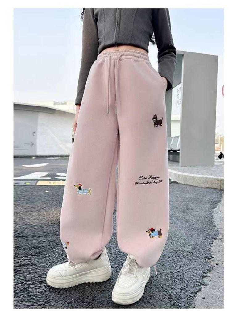 2025 Girls' Spring Wide-Leg Trousers: Stylish Joggers & Sweatpants for Older Children