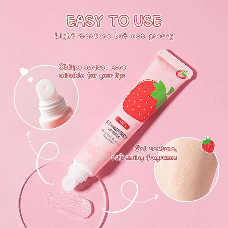 LAIKOU Strawberry Lip Balm Sleeping Mask Night Lip Moisturizer 18g