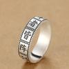 Adjustable Open Ring Men Women Vintage Taoist Nine Syllables Mantra Geometric Copper Plated Finger