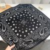 Korean Atmosphere Ins Retro Black Cashew Four-leaf Clover Small Square Scarf Women's Soft Silk Hair Feel Scarf Scarf Scarf