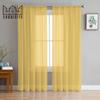 Yellow Solid Color Home Tulle Curtains for Bedroom Living Room Printed Sheer Curtains for Balcony Summer Home Decor