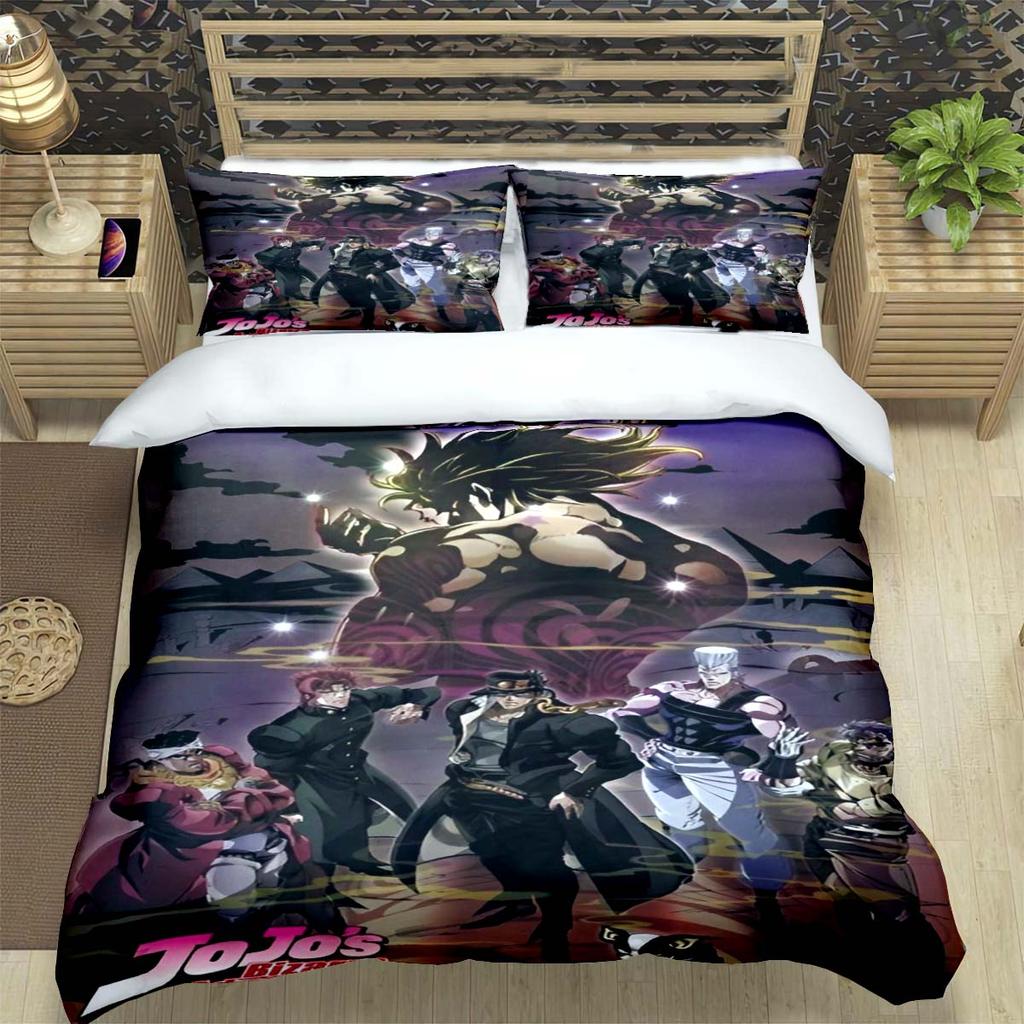 Beliebte Cartoon J-Jojo’S Bizarre Adventureprint Bettwäschesets Bettzubehörset Bettdeckenset Teenager Mädchen Einzelbett Einzelbett Kindergeschenk