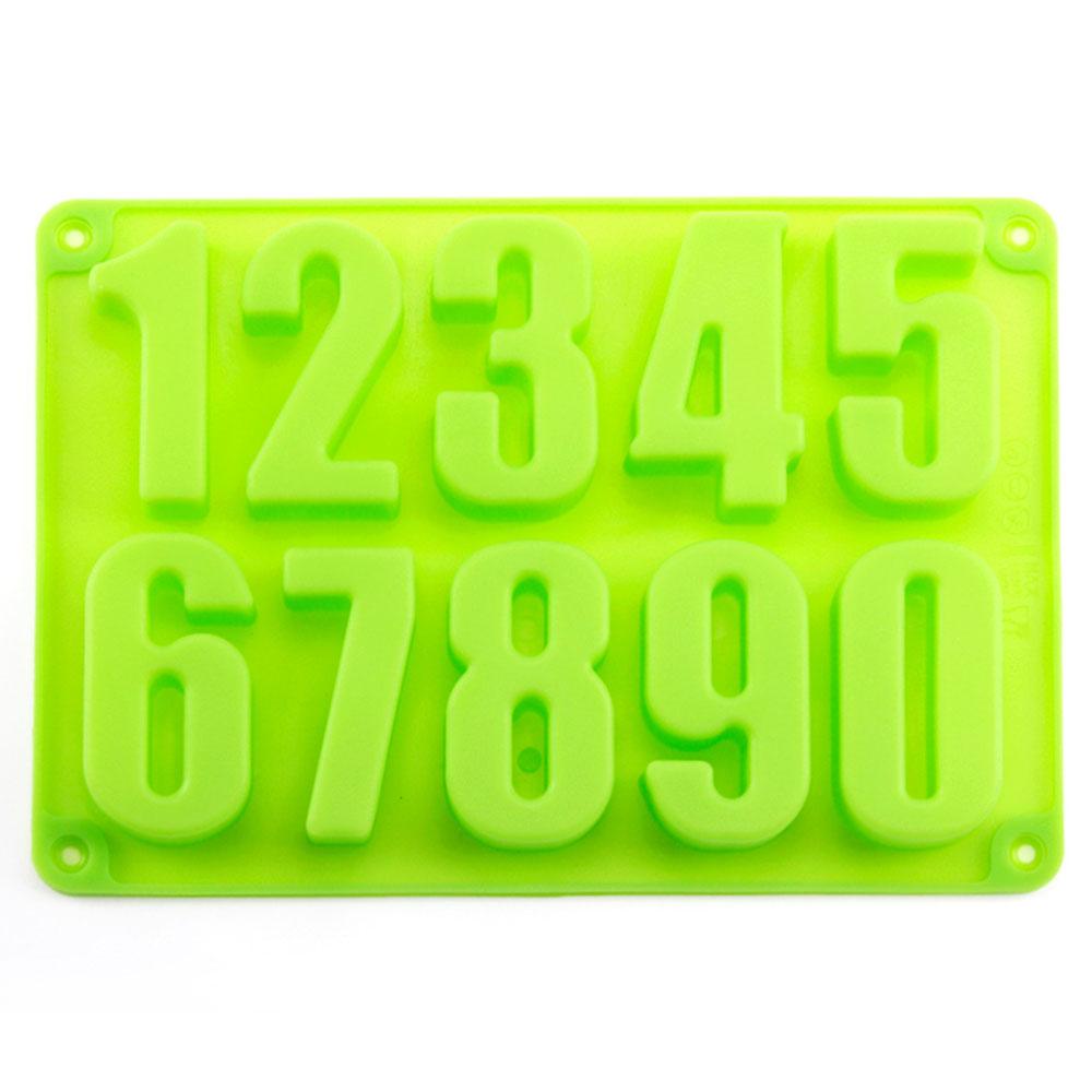 Silicone world Silicone Number Chocolate Mold DIY Cookie Candy Cake Mold Baking Pastry Mould Cake Decorate Kitchen Baking Tools зелёный